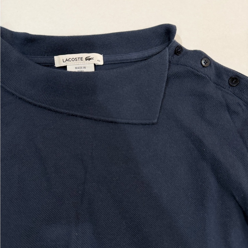 Lacoste Women's Navy Blue Cotton Pullover Sweater Mock Neck Size 40